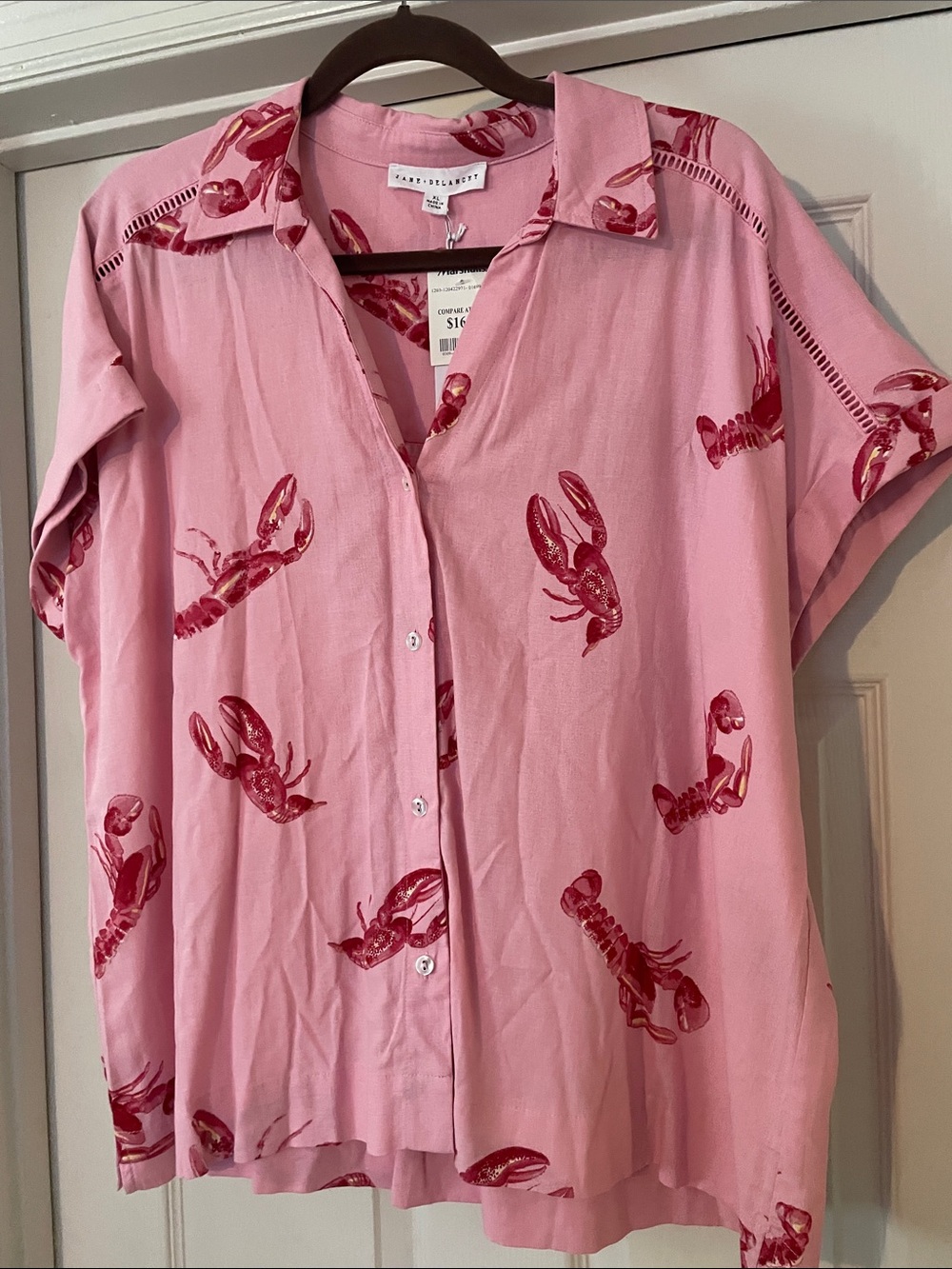 NWT Jane + Delancey Pink & Red Lobster Print Top - XL